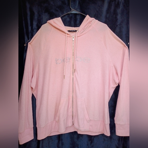 bebe Tops - Bebe T erryWomen’s Pink Hooded Zip-Up Top